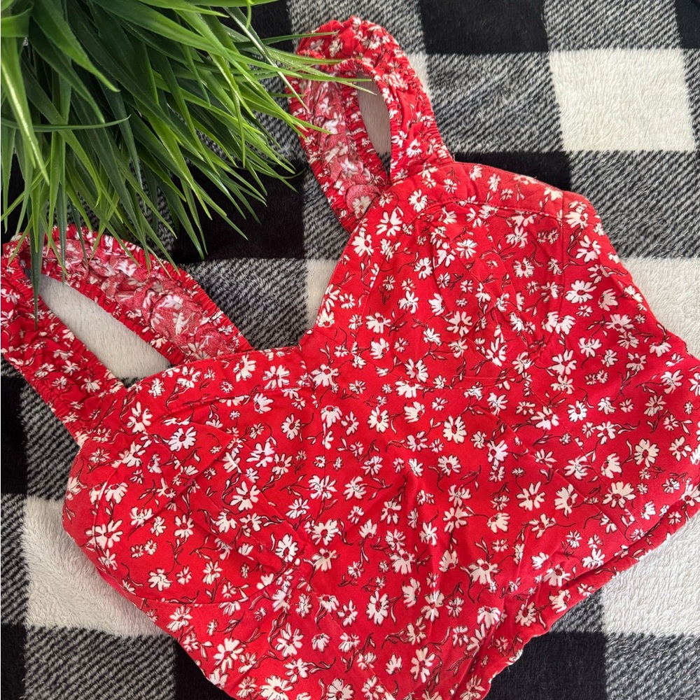 Floral Red Crop Top